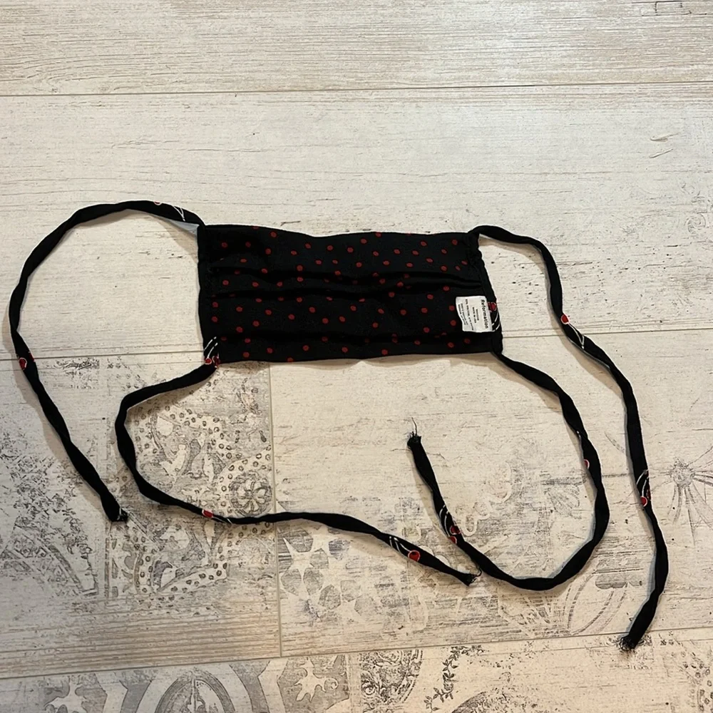 Reformation Black and Red Polka Dot and Cherry Print Face Mask